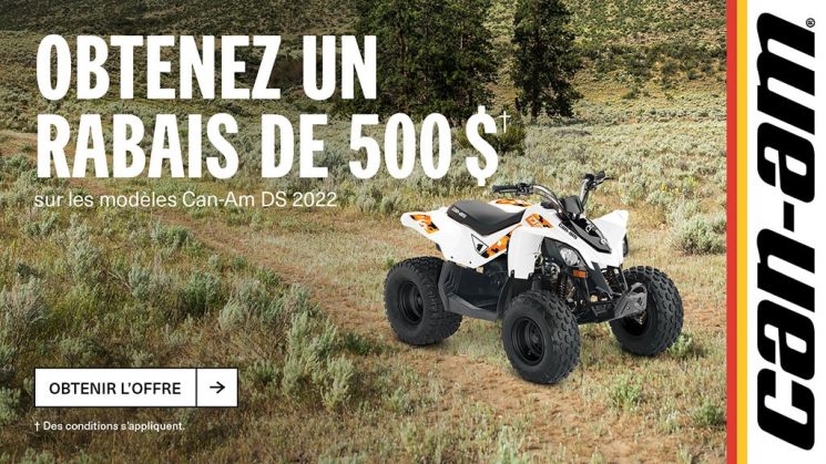 Obtenez un rabais de 500 $ sur les modèles Can-Am DS 2022